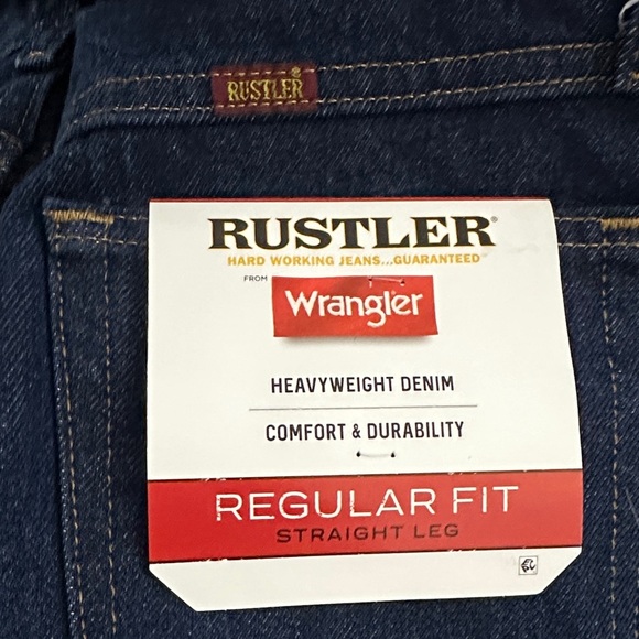 Rustler by Wrangler Heavyweight Dark Wash Regular Fit Straight Leg Jeans 29x30 - Picture 2 of 7